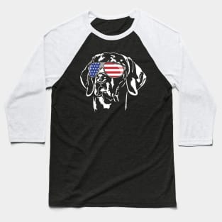 Proud Weimaraner American Flag sunglasses Baseball T-Shirt